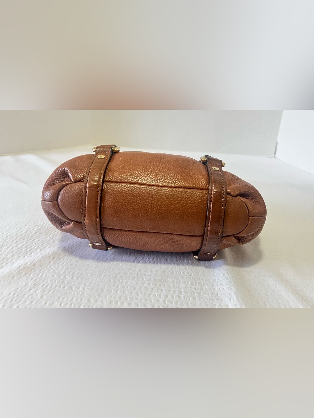 Michael Kors Cognac Pebbled Leather Satchel with Gold Hardware - Picture 5 of 12